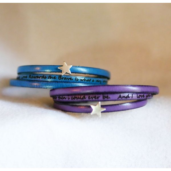 Leren armband voor vrouwen, aanpasbaar, zilveren ster ontwerp