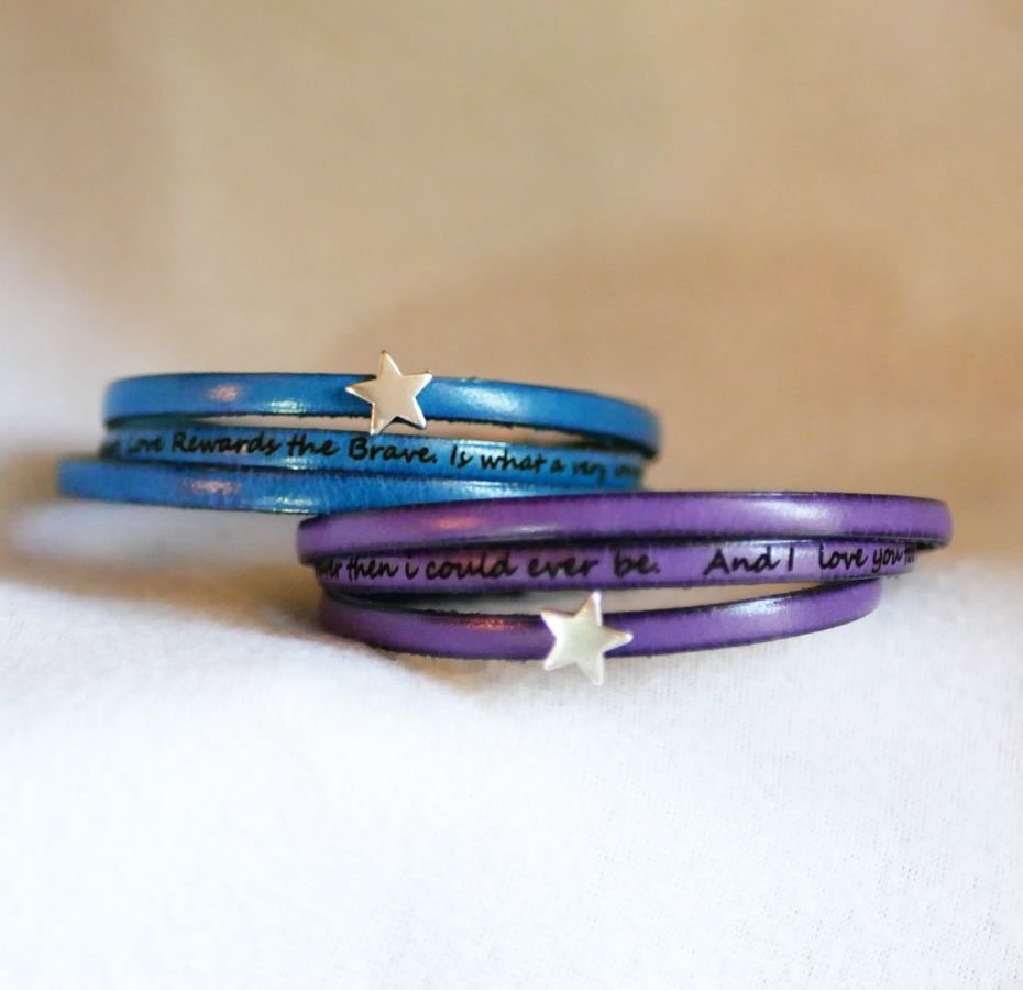 Leren armband voor vrouwen, aanpasbaar, zilveren ster ontwerp