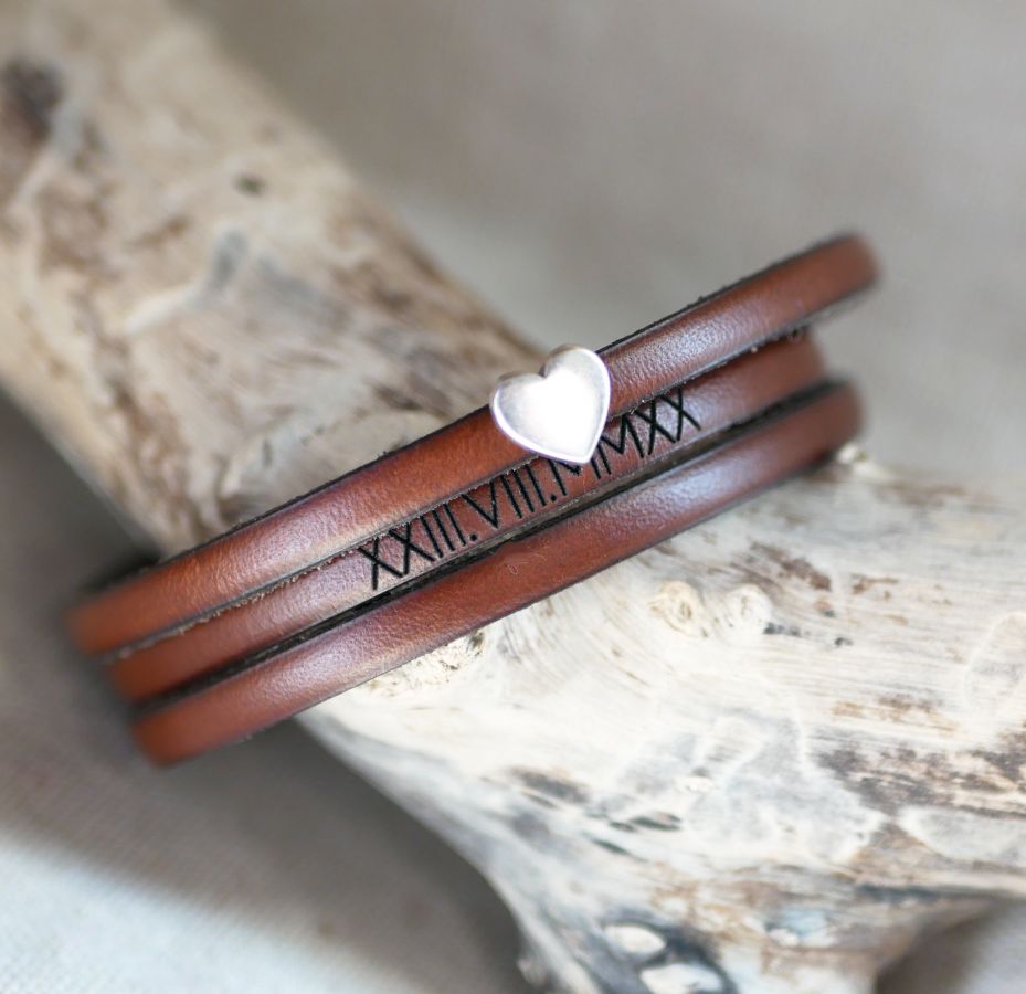 Aanpasbare lederen armband voor vrouwen, multi-turns, zilveren hart ontwerp