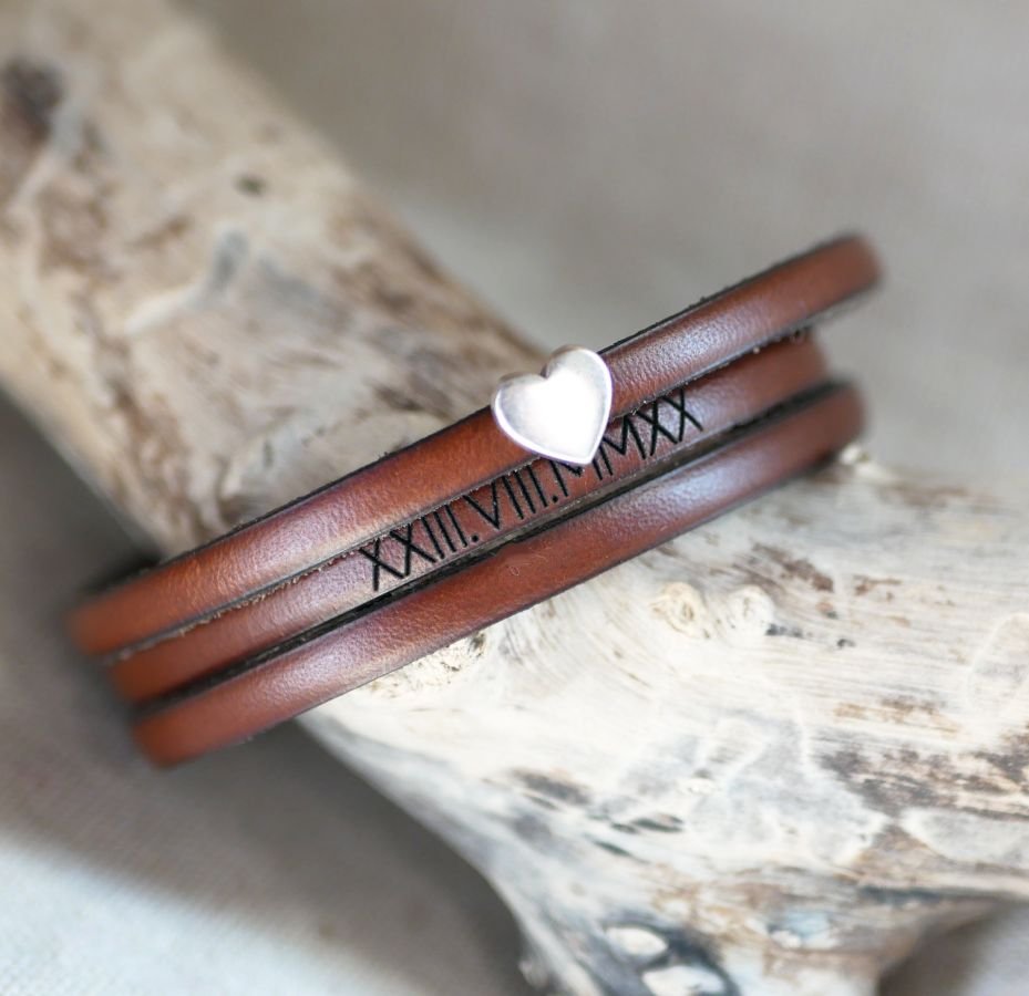 Aanpasbare lederen armband voor vrouwen, multi-turns, zilveren hart ontwerp