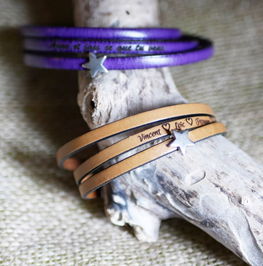 Aanpasbare multi-turn leren band met ster, oneindigheid of hart motief 