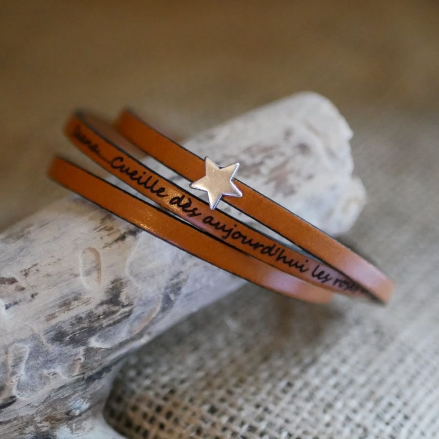Aanpasbare multi-turn leren band met ster, oneindigheid of hart motief 