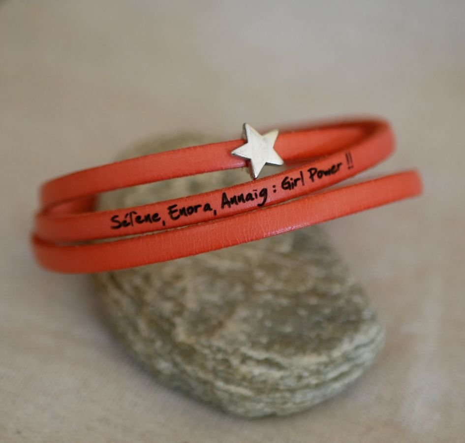 Leren armband voor vrouwen, aanpasbaar, zilveren ster ontwerp