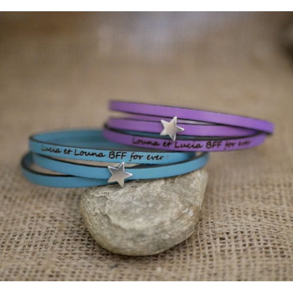 Leren armband voor vrouwen, aanpasbaar, zilveren ster ontwerp