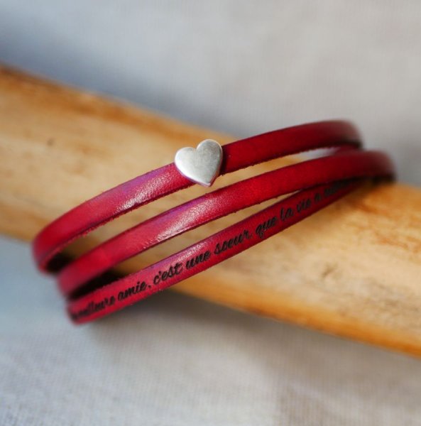 Aanpasbare lederen armband voor vrouwen, multi-turns, zilveren hart ontwerp