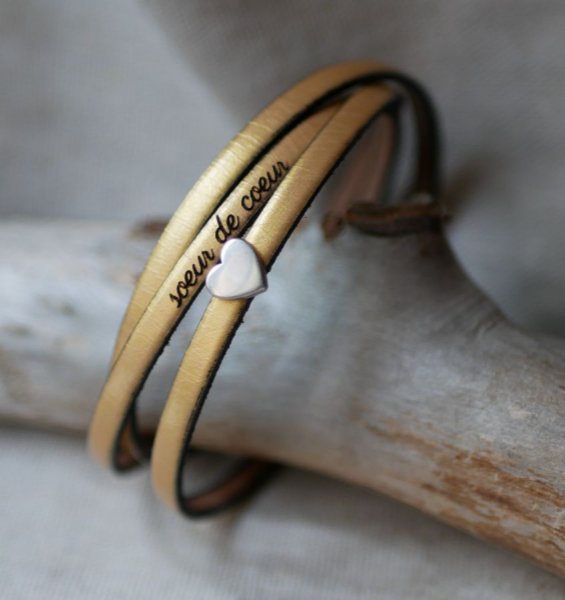 Aanpasbare lederen armband voor vrouwen, multi-turns, zilveren hart ontwerp