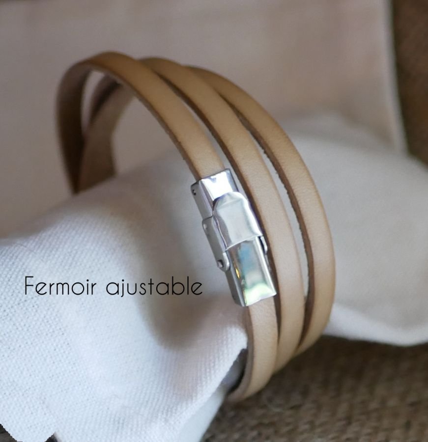 Leren armband voor vrouwen, 3 slagen, gemiddelde breedte