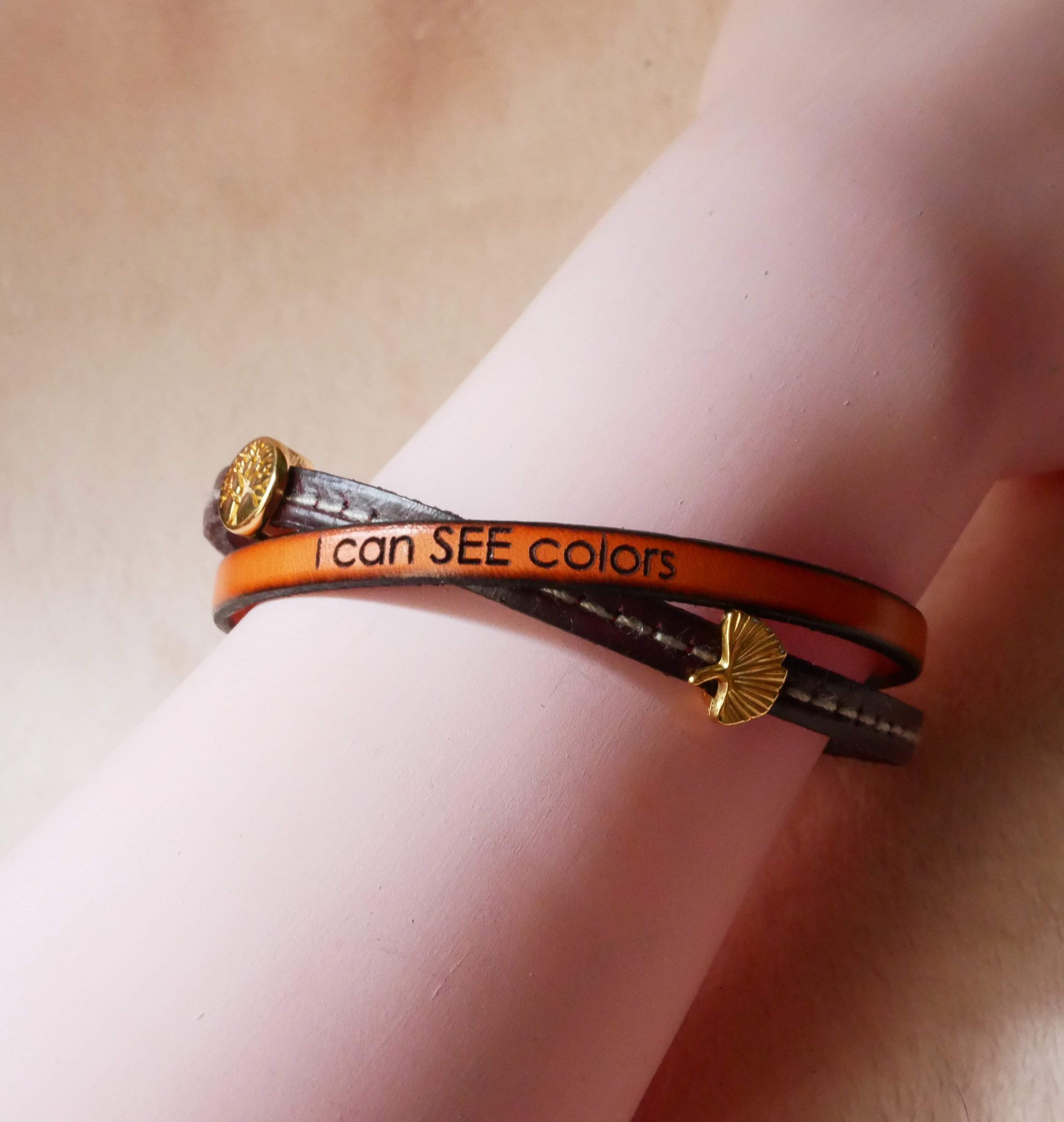 Twist leren duo-armband, verguld voor dames 