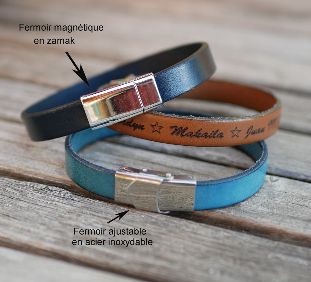 Lederen armband versierd met Keltische knoop, personaliseerbaar door gravure