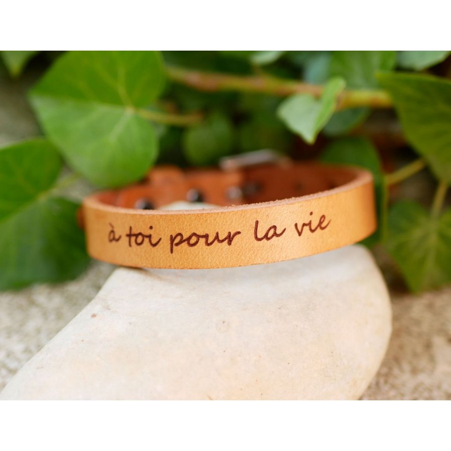 Herenarmband van natuurlijk leder, gegraveerd om te personaliseren 