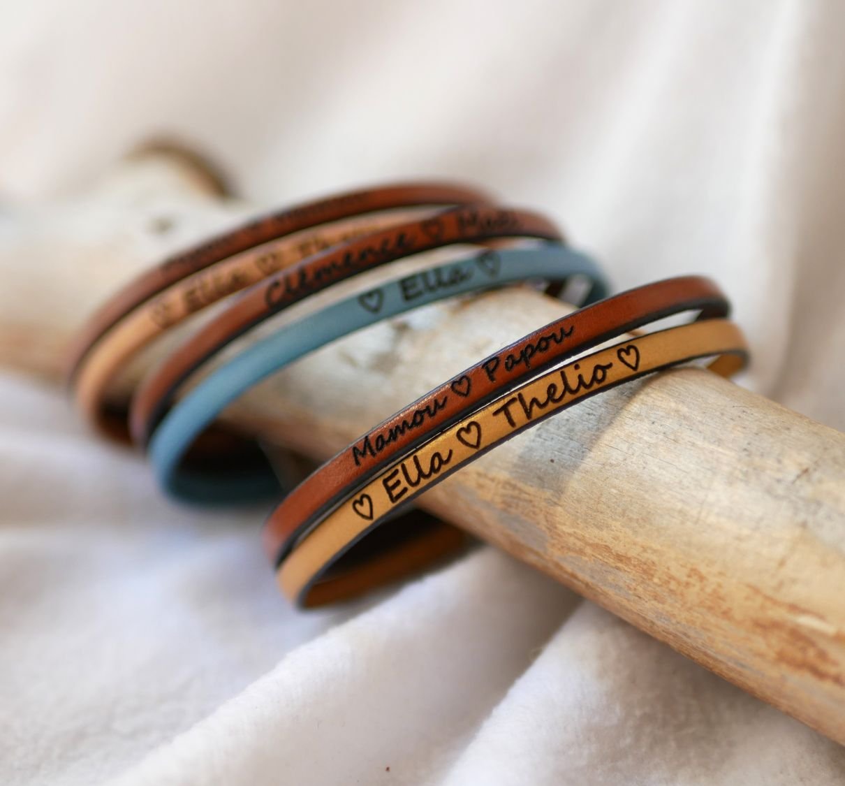 Leren duo-armband voor heren, personaliseerbaar door gravure