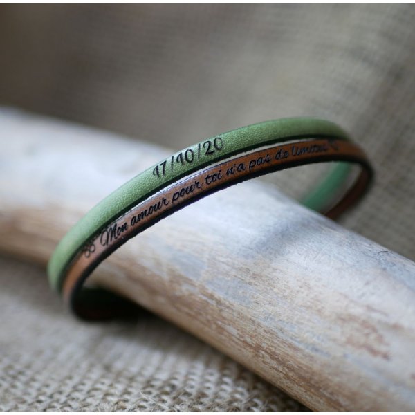 Leren duo-armband voor heren, personaliseerbaar door gravure