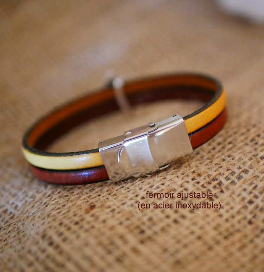 Leren duo-armband met bloemontwerp om te personaliseren 
