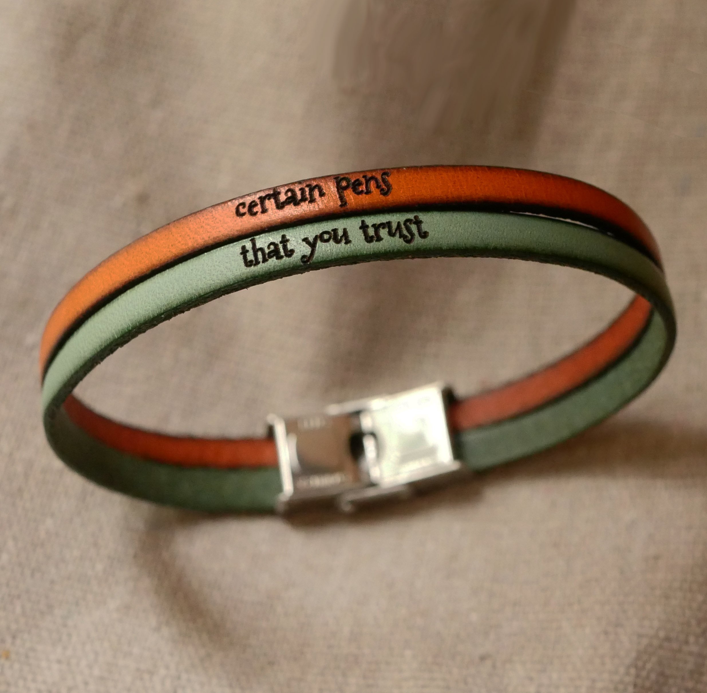 Leren duo-armband voor heren, personaliseerbaar door gravure