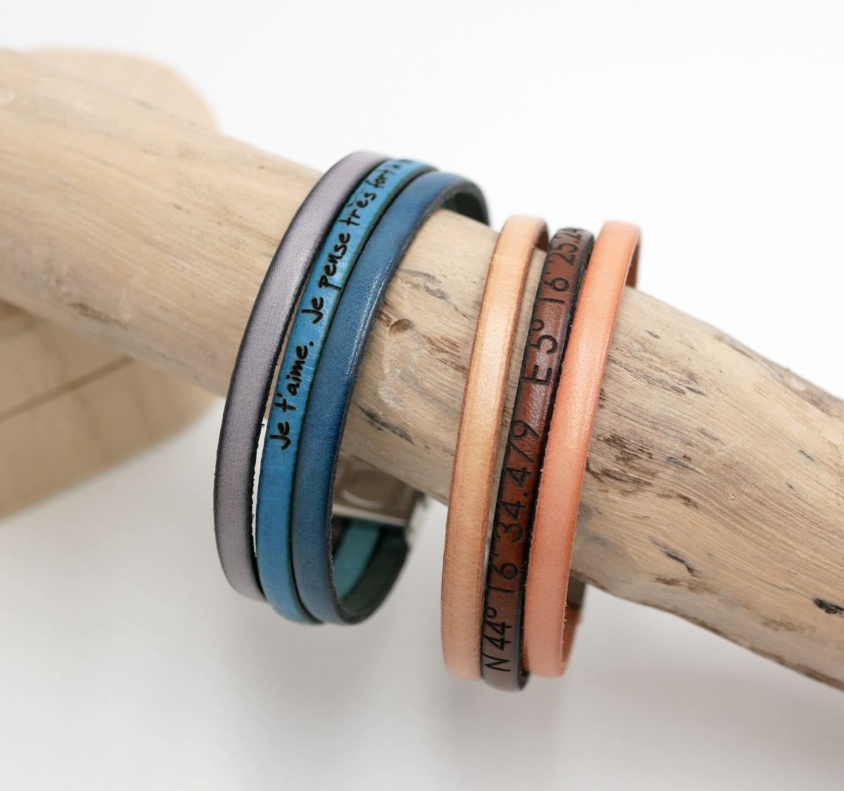 Leren trio manchet armband om te personaliseren 