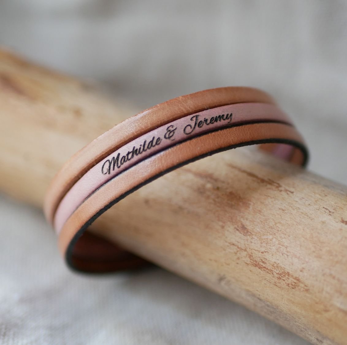 Leren trio manchet armband om te personaliseren 
