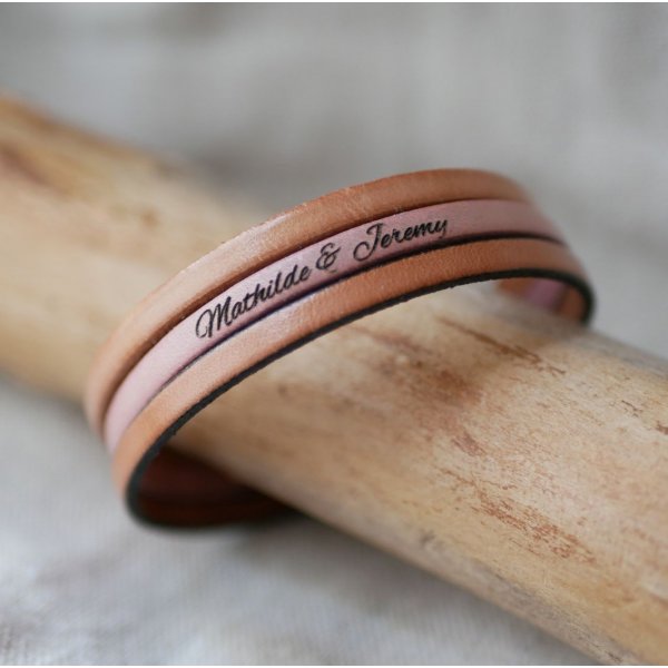 Leren trio manchet armband om te personaliseren 