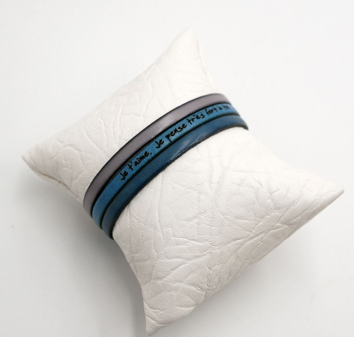 Leren trio manchet armband om te personaliseren 