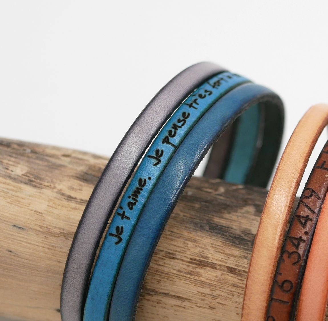 Leren trio manchet armband om te personaliseren 