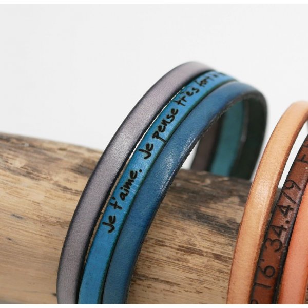 Leren trio manchet armband om te personaliseren 