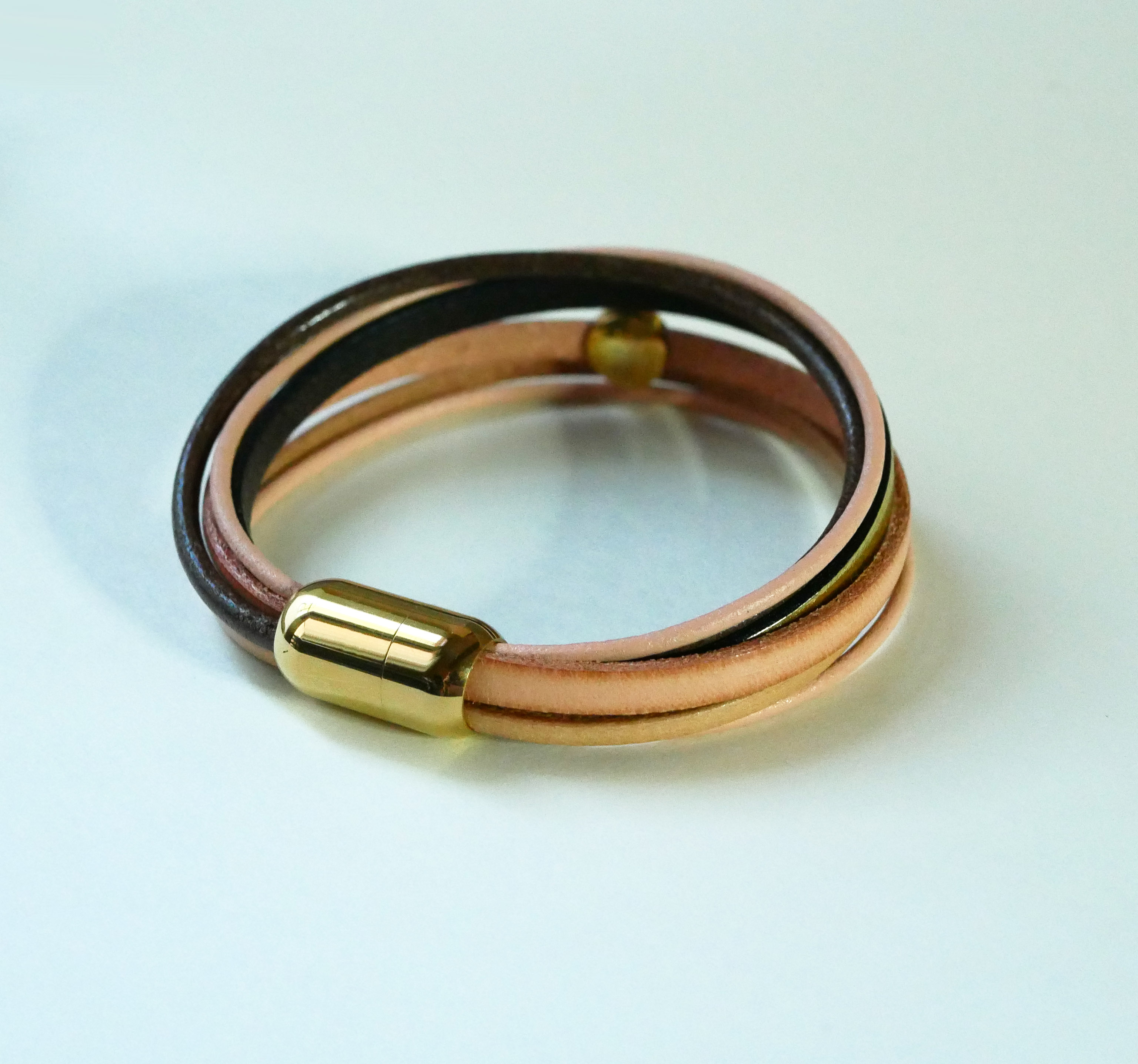 Perzik en gouden manchetarmband voor dames
