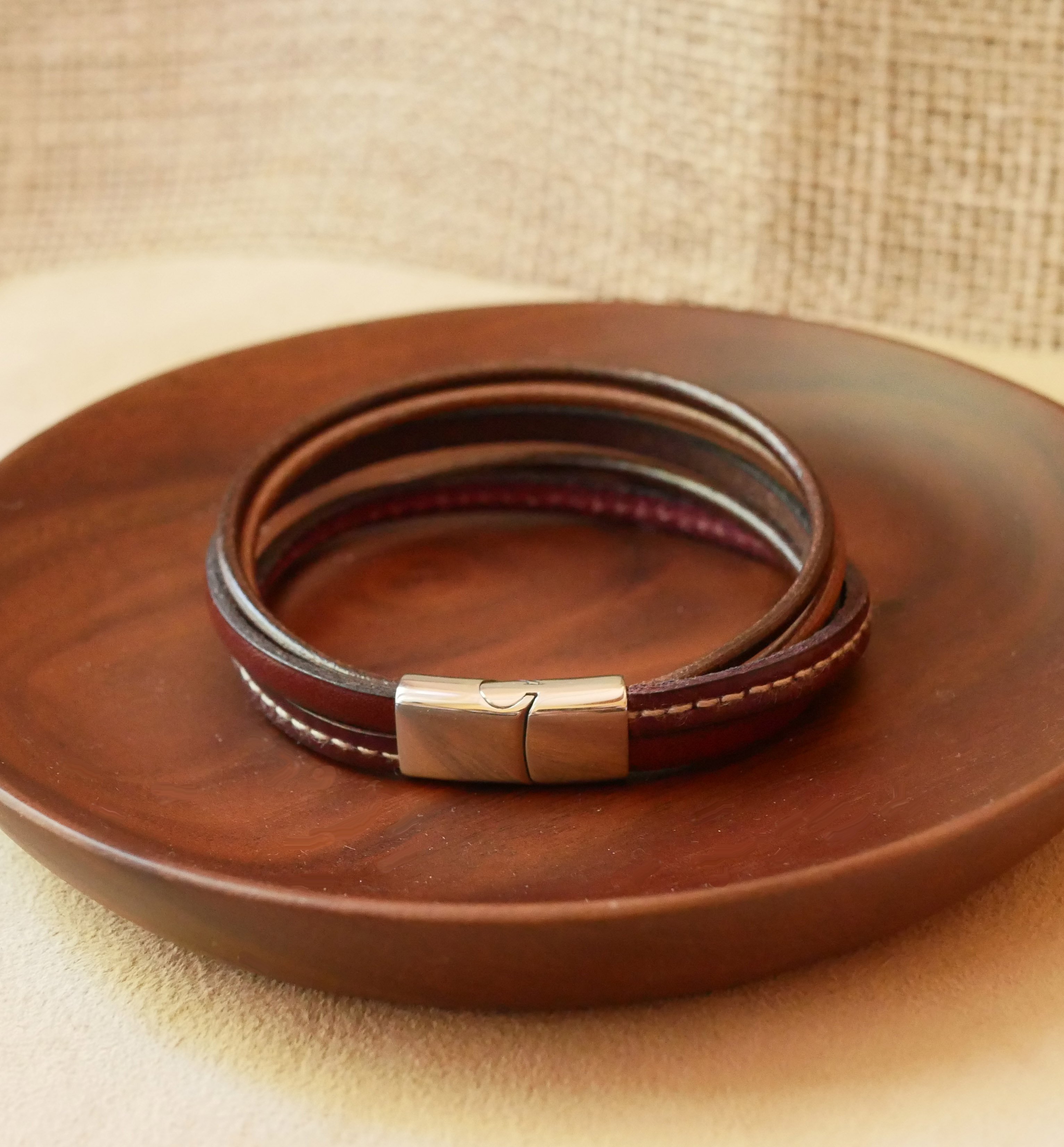 Herenarmband van bruin leer