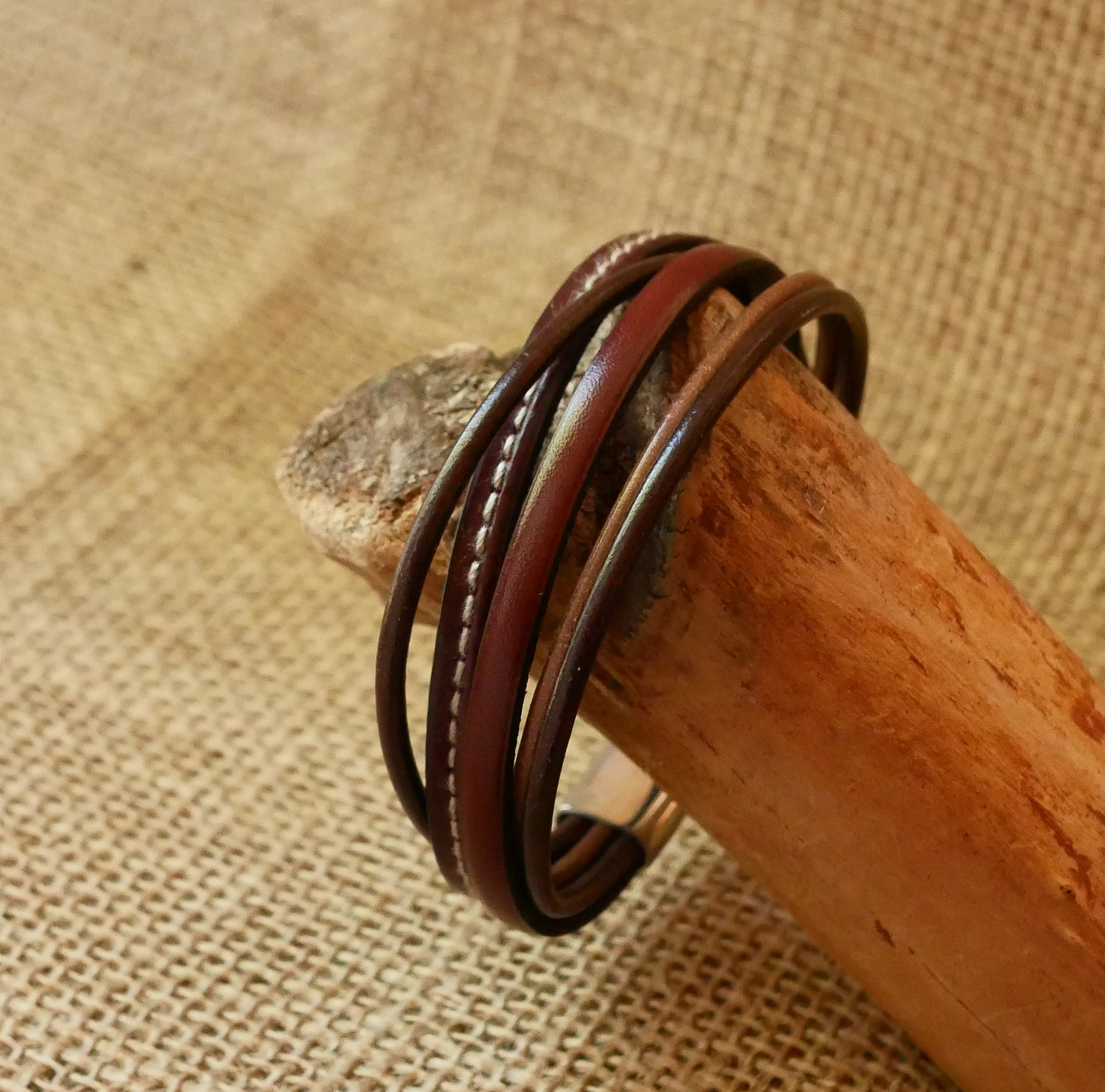 Herenarmband van bruin leer