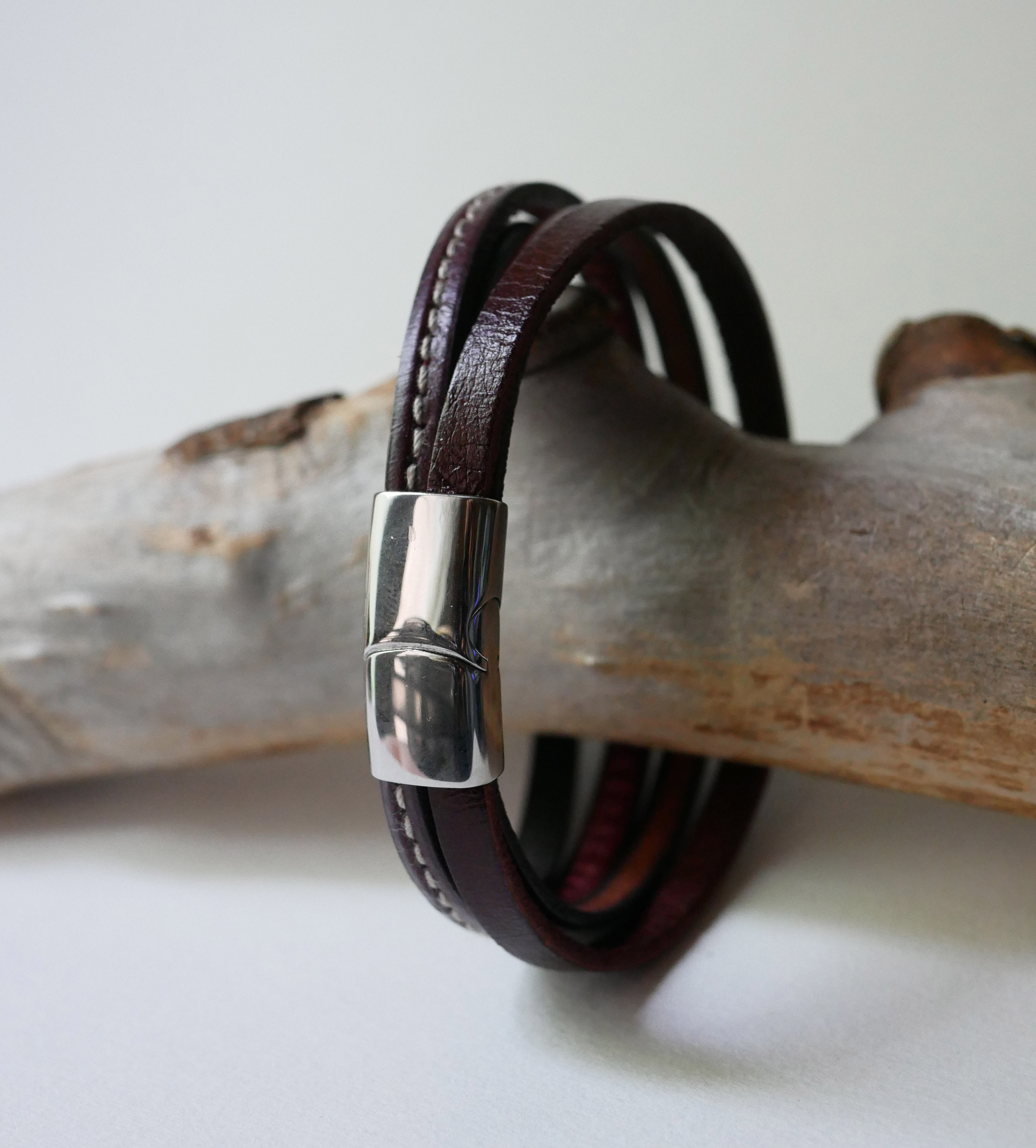 Herenarmband van bruin leer