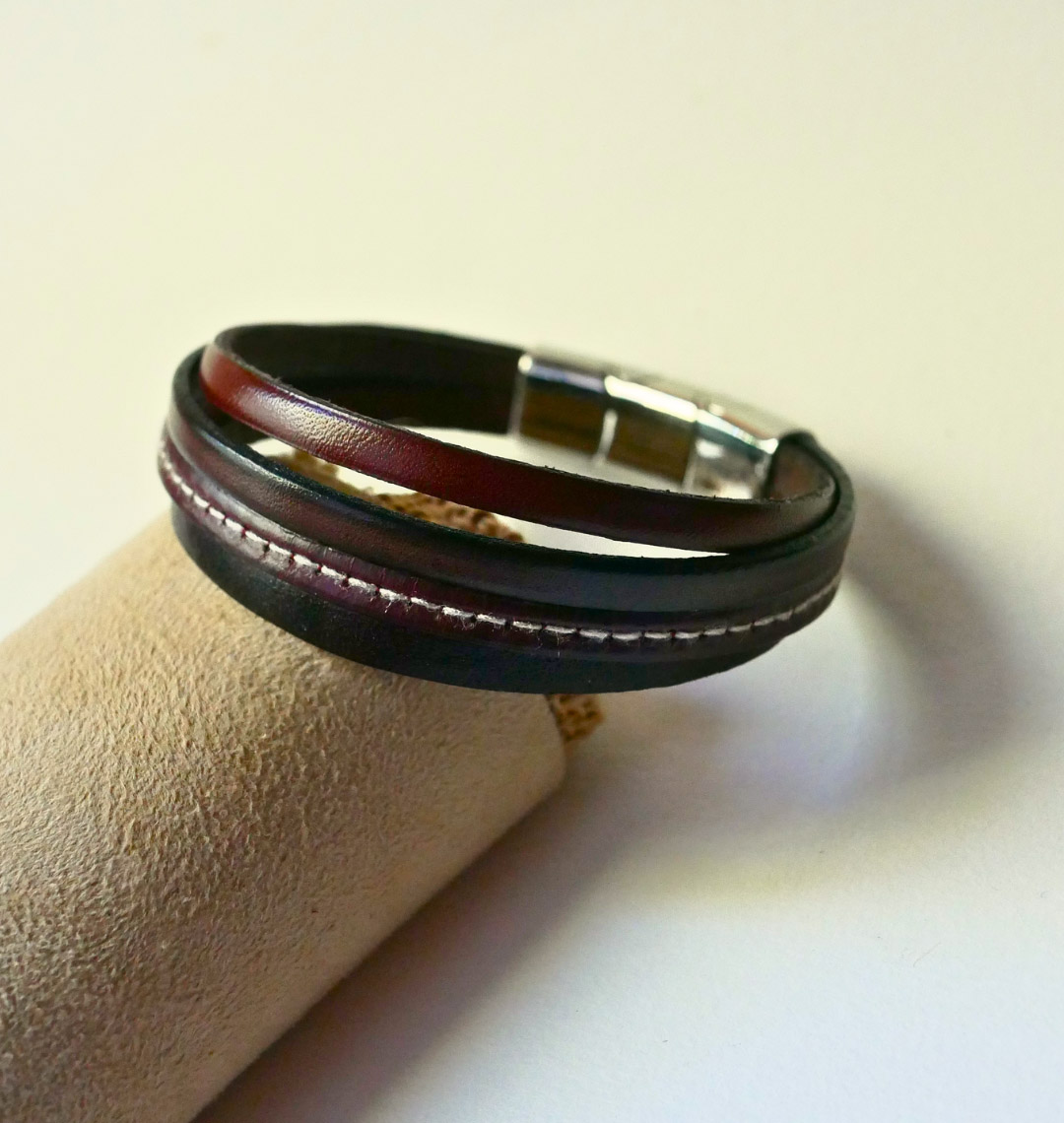 Herenarmband van bruin leer