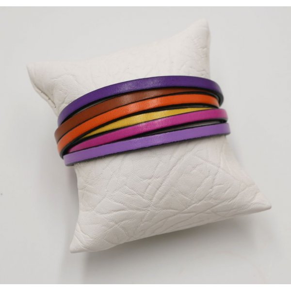 Multi-lederen manchet armband in tonische kleuren