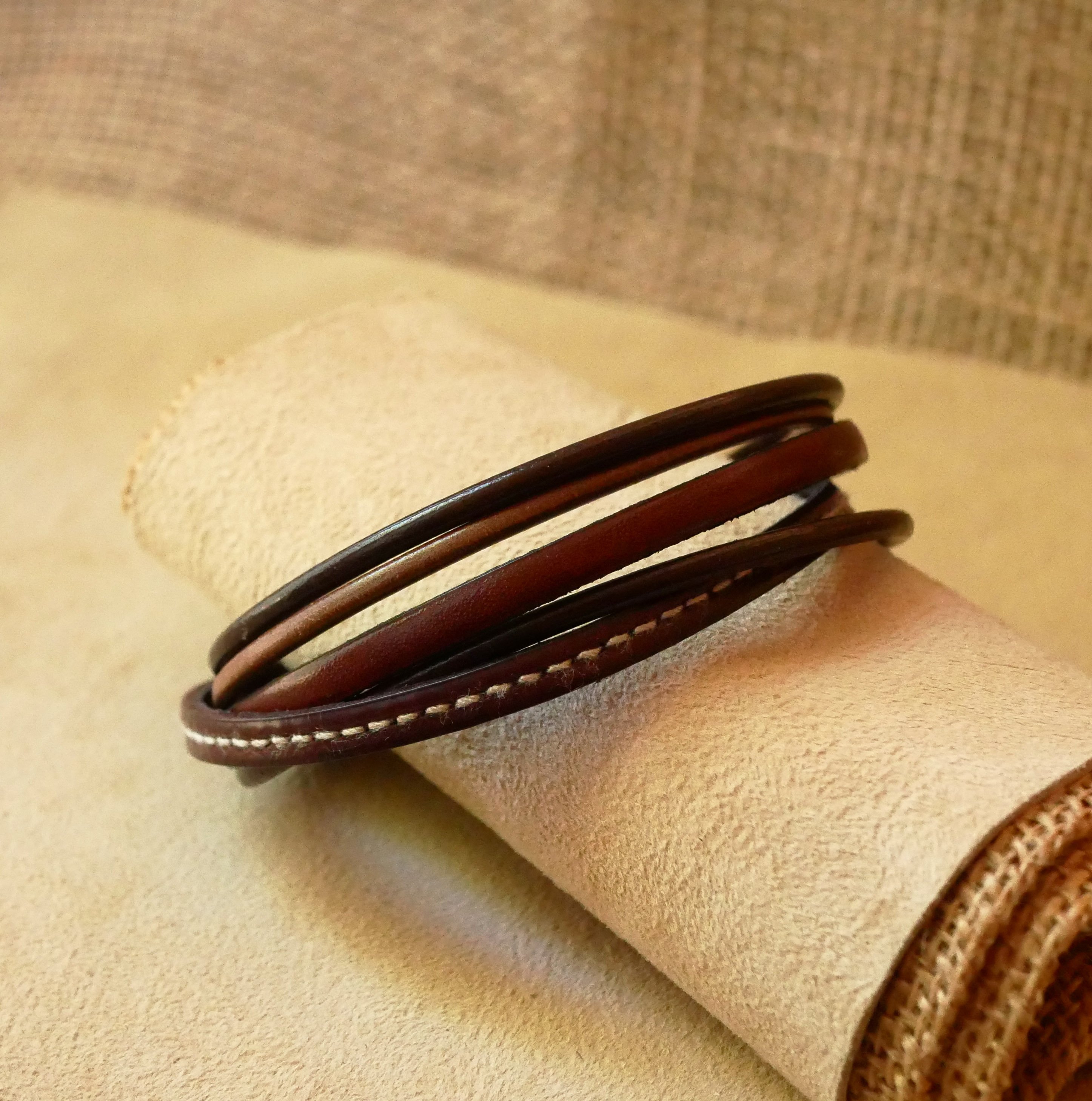 Herenarmband van bruin leer
