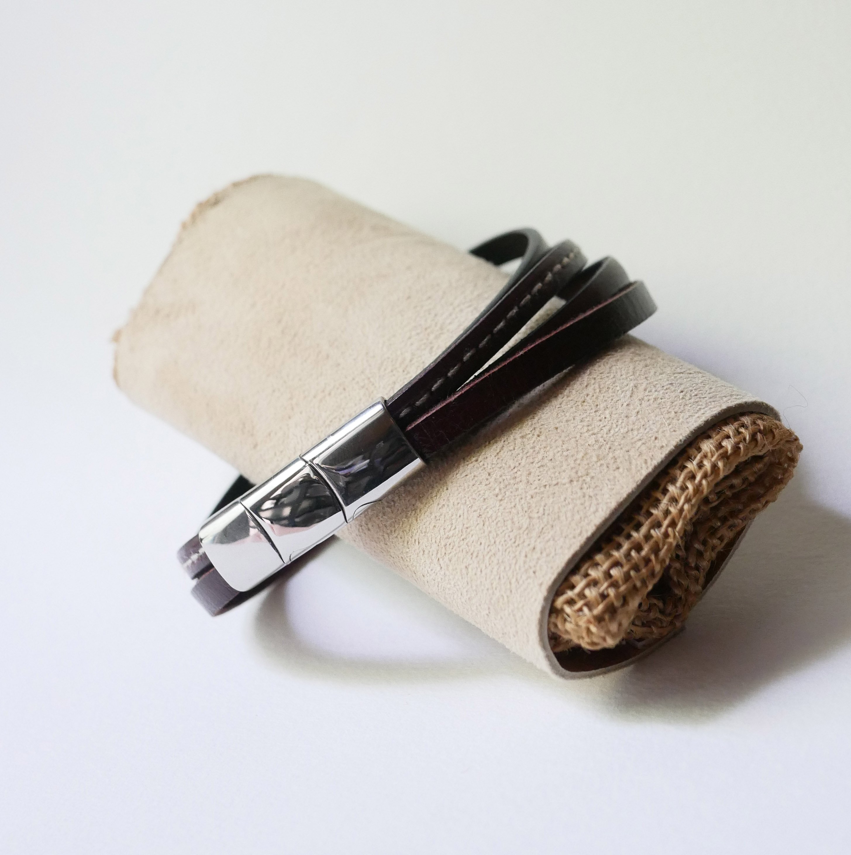 Herenarmband van bruin leer