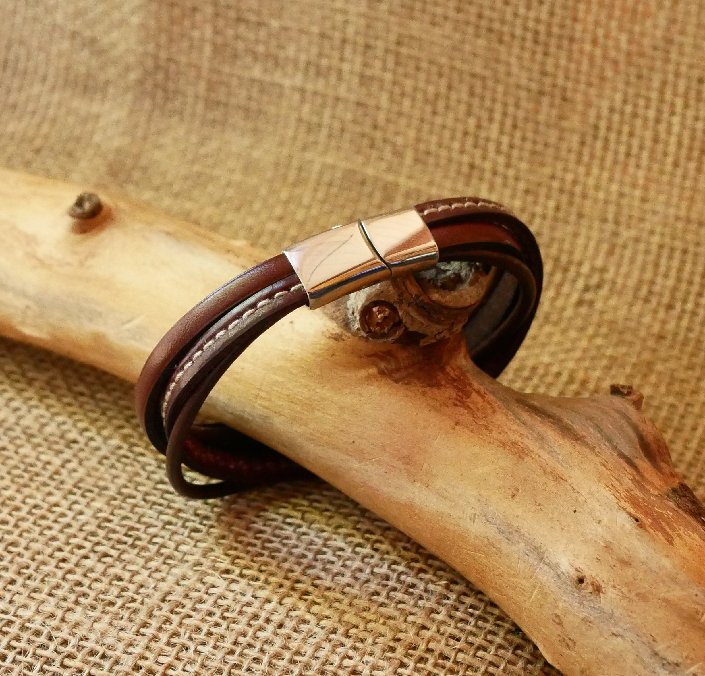Herenarmband van bruin leer