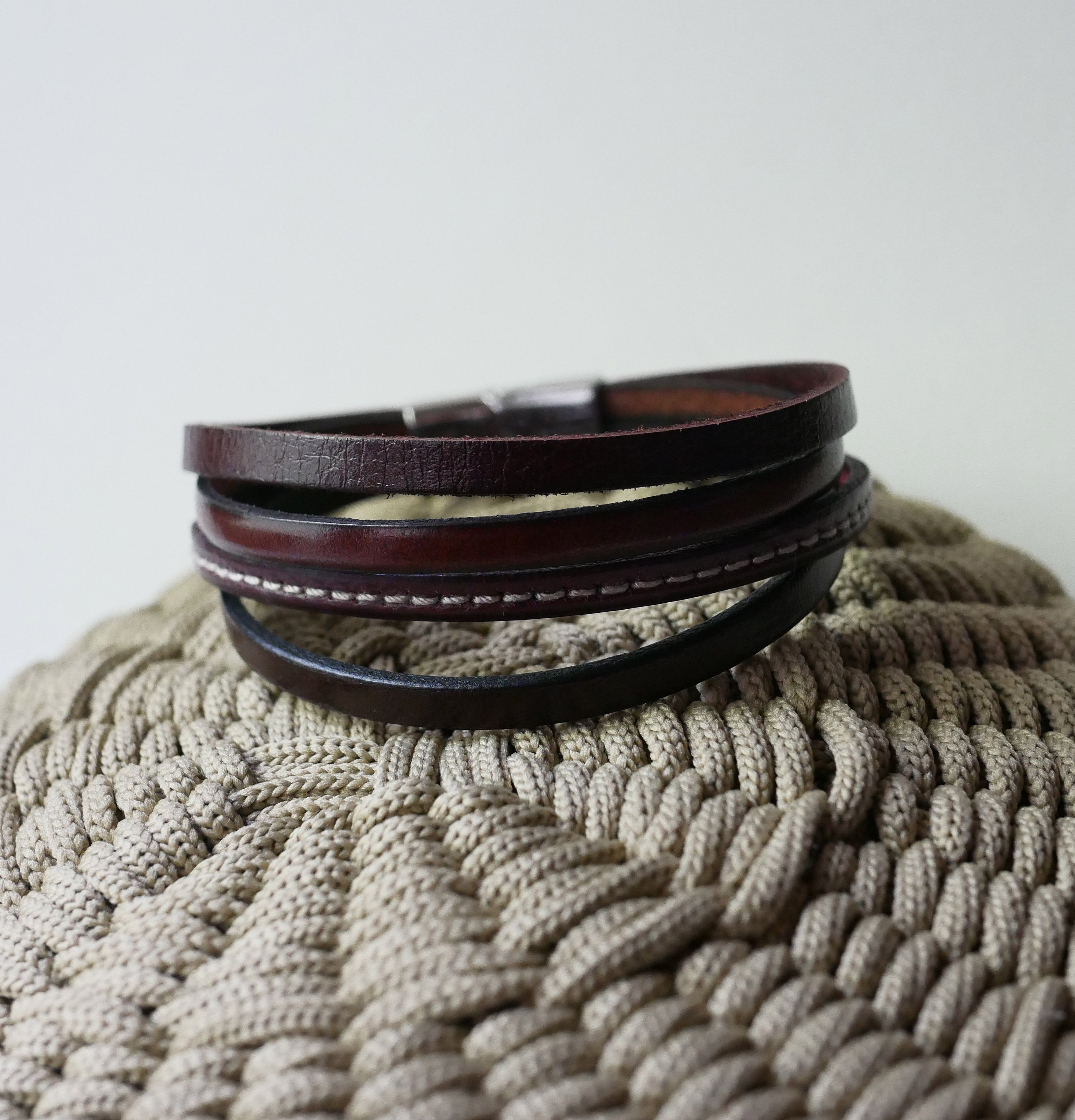 Herenarmband van bruin leer