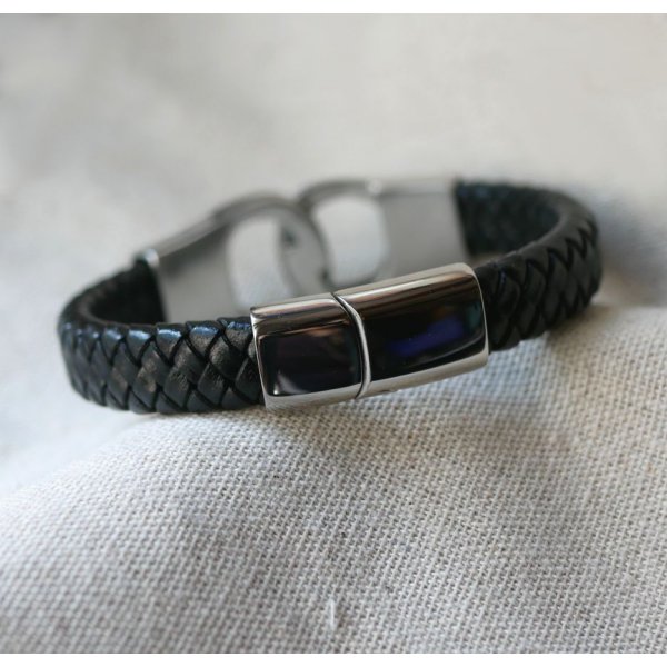 Gevlochten lederen handboei armband kleur en maat naar keuze