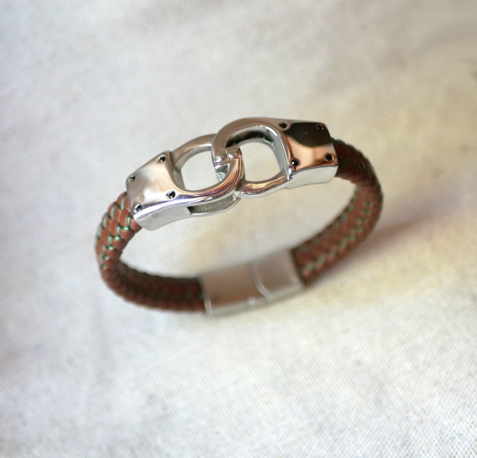 Gevlochten lederen handboei armband kleur en maat naar keuze