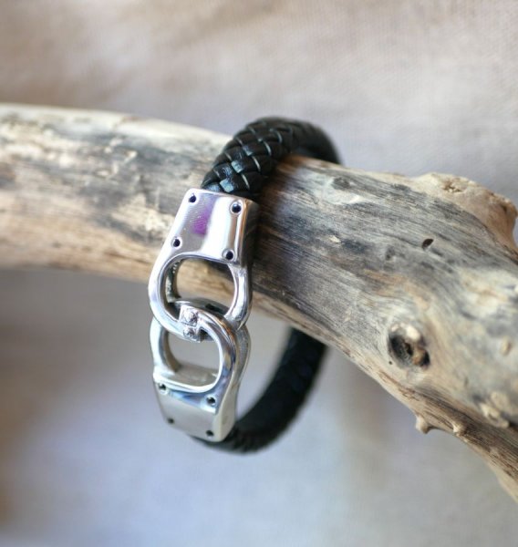 Gevlochten lederen handboei armband kleur en maat naar keuze