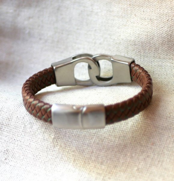 Gevlochten lederen handboei armband kleur en maat naar keuze