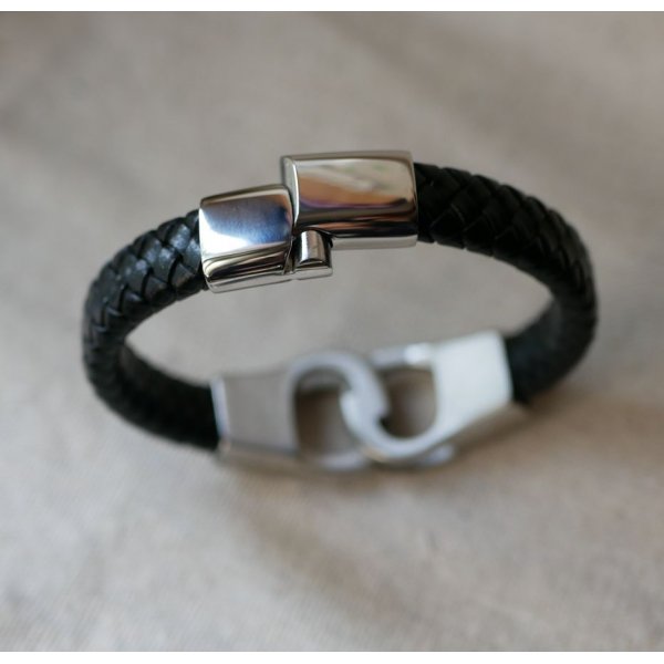 Gevlochten lederen handboei armband kleur en maat naar keuze