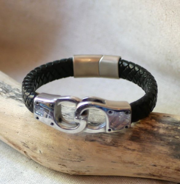 Gevlochten lederen handboei armband kleur en maat naar keuze