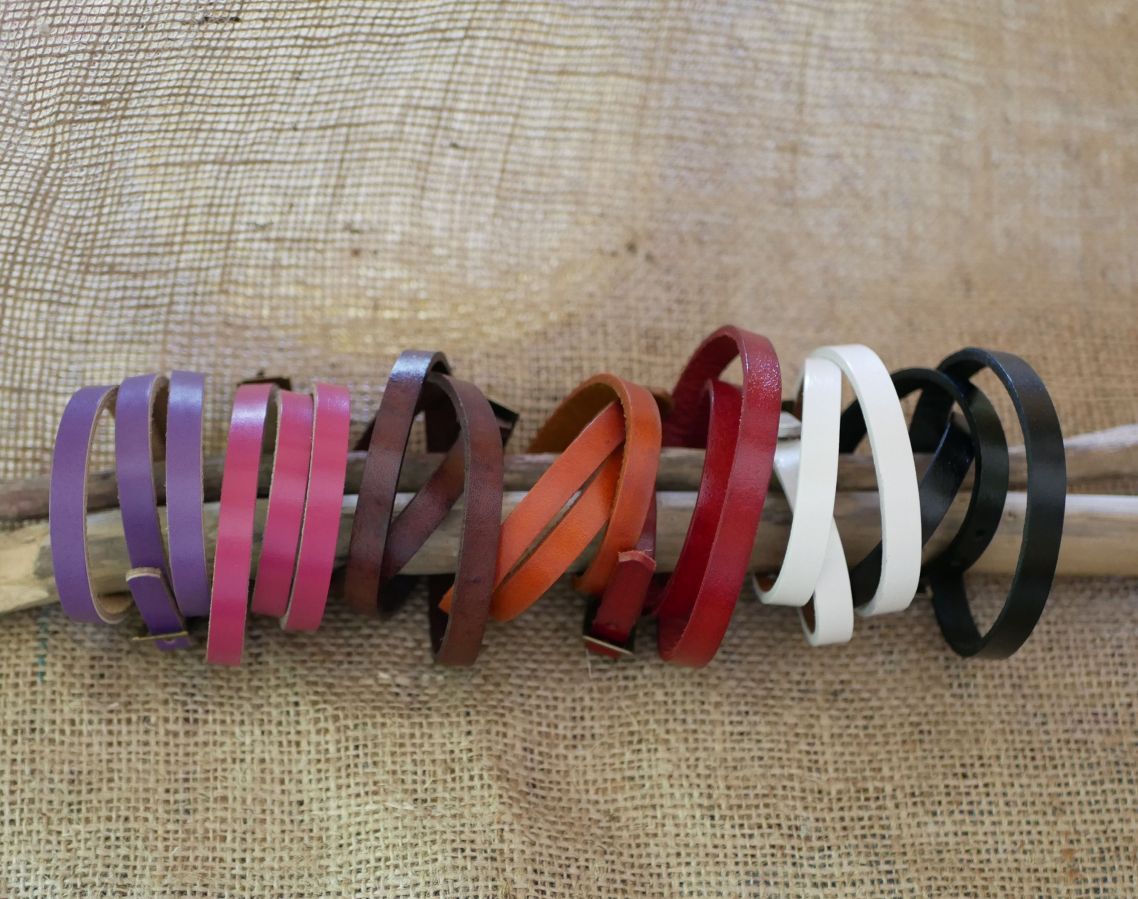 Bracelet mixte 3 tours en cuir couleur au choix