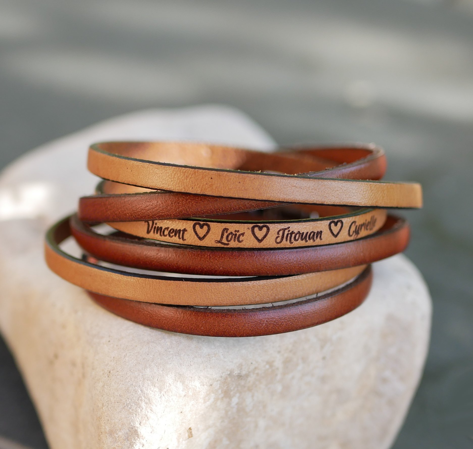 Aanpasbare multi-turn leren duo-armband voor mannen of vrouwen