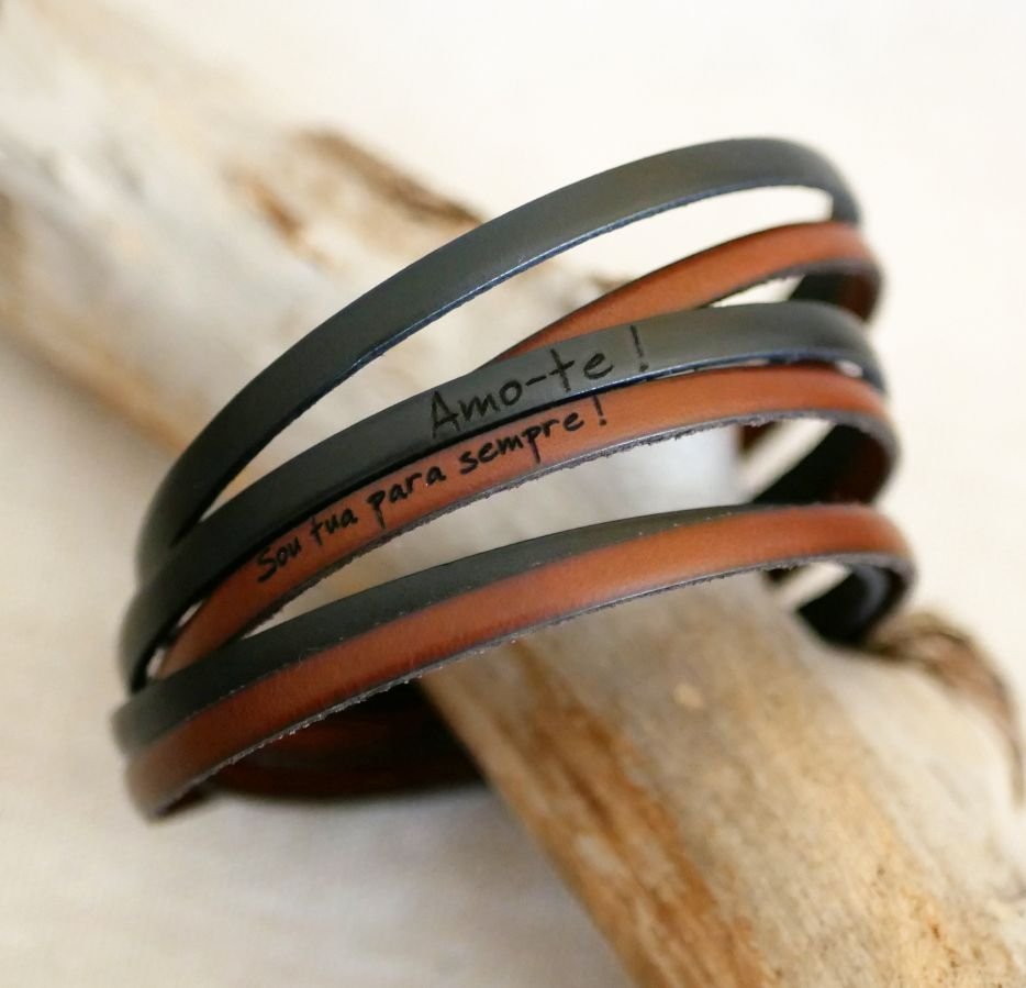 Aanpasbare multi-turn leren duo-armband voor mannen of vrouwen