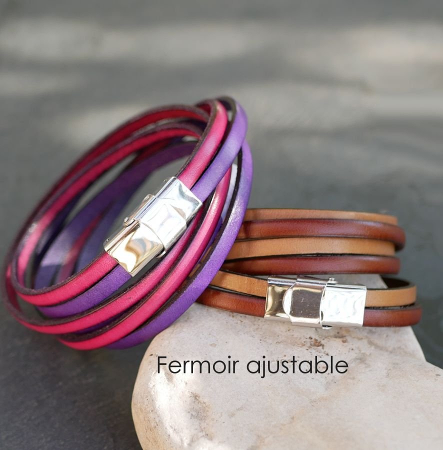Aanpasbare multi-turn leren duo-armband voor mannen of vrouwen