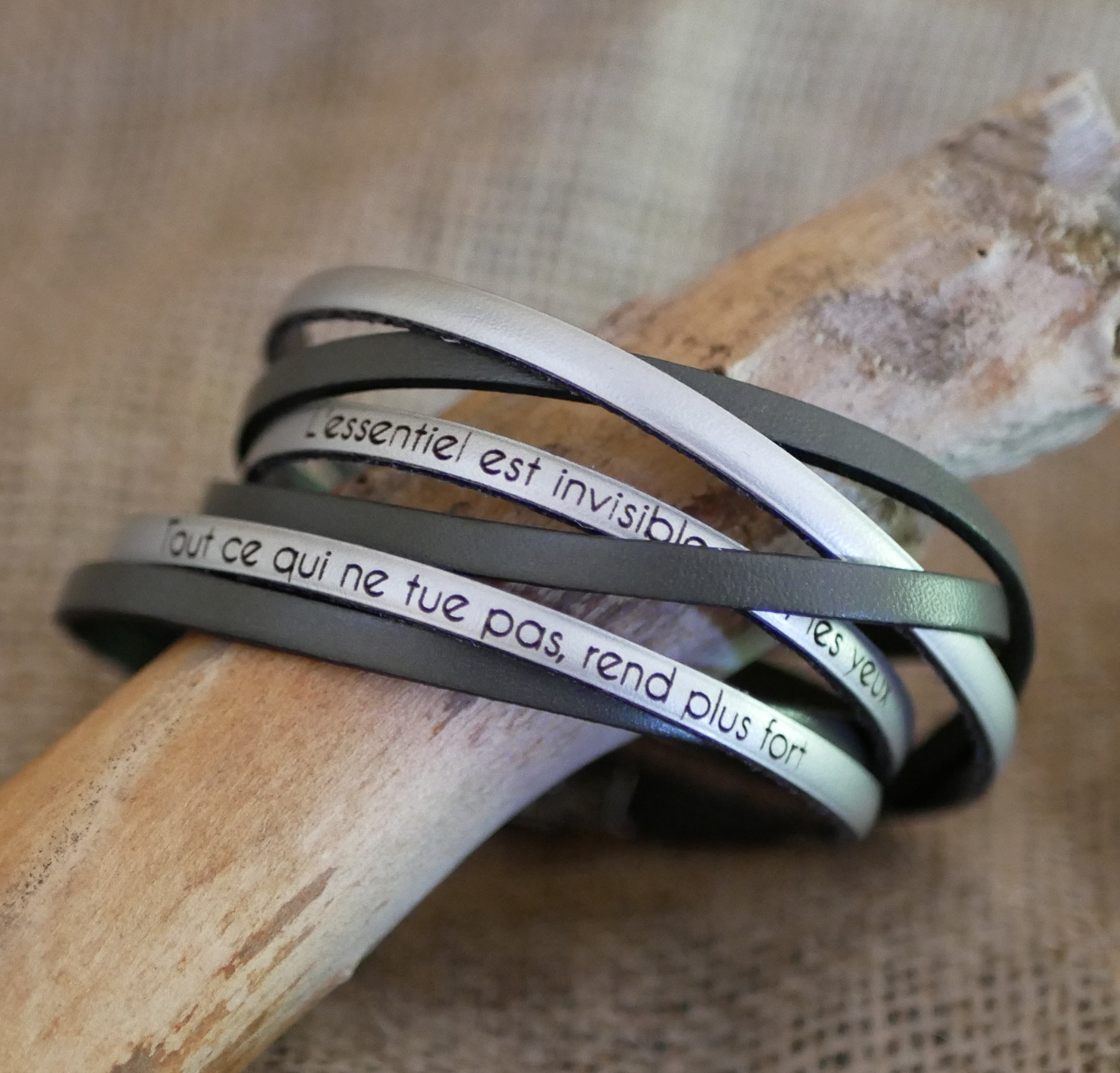 Aanpasbare multi-turn leren duo-armband voor mannen of vrouwen