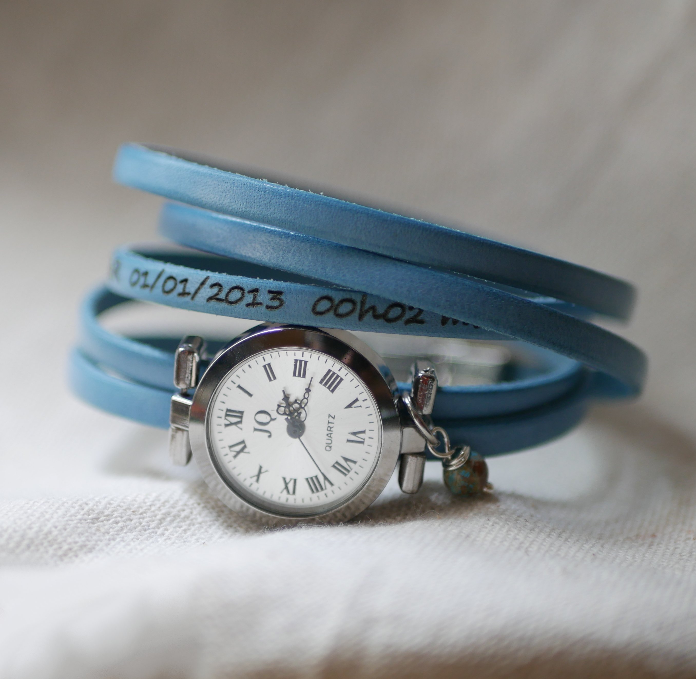 Zilveren multi-turn leren armband met verstelbare sluiting