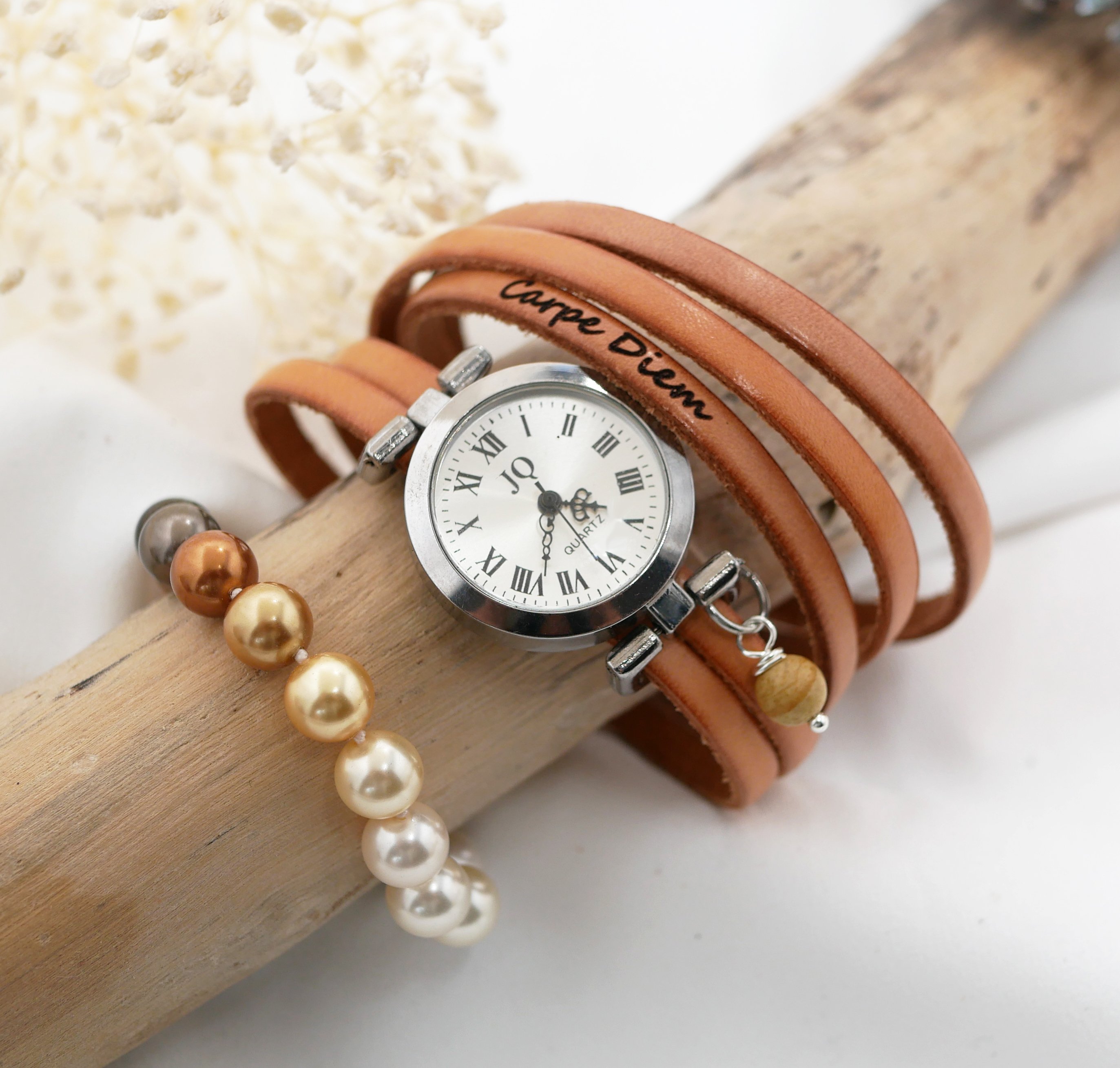 Zilveren multi-turn leren armband met verstelbare sluiting