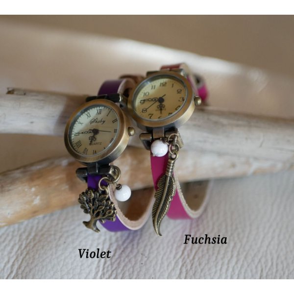 Lederen armbandhorloge, volledig aanpasbaar 