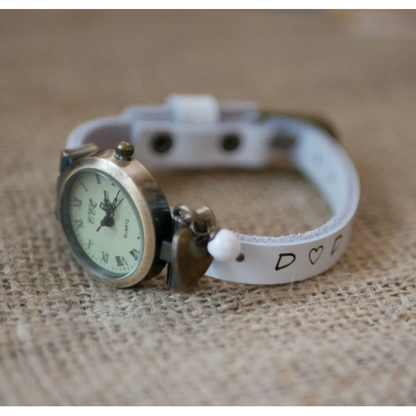 Lederen armbandhorloge, volledig aanpasbaar 