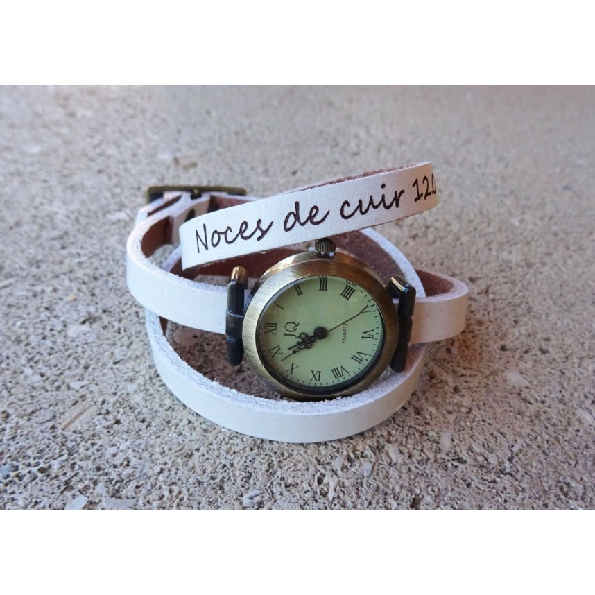 Lederen armband horloge 3 beurten aanpasbaar